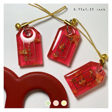 Load image into Gallery viewer, Red/Gold Flakes "Pet Safety" Phone Strap