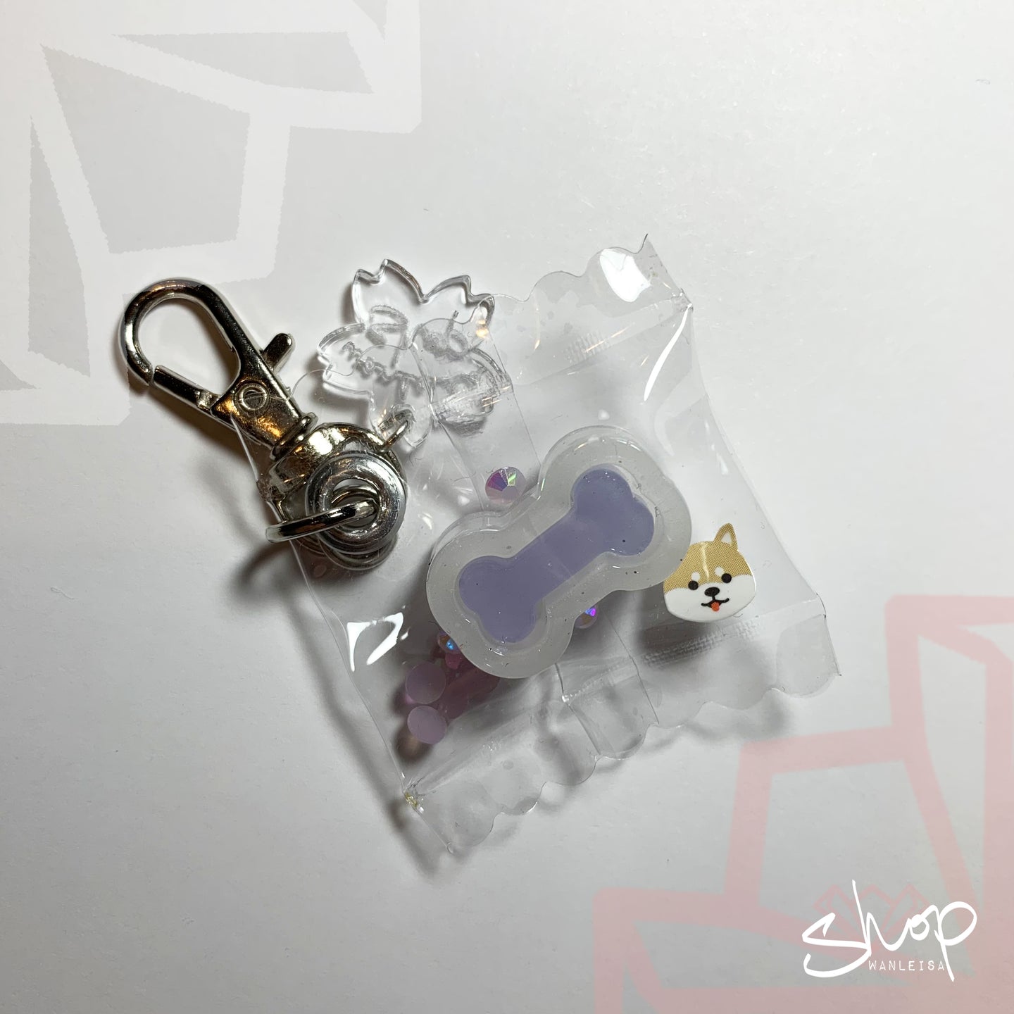 Purple Shiba Candies Keychain